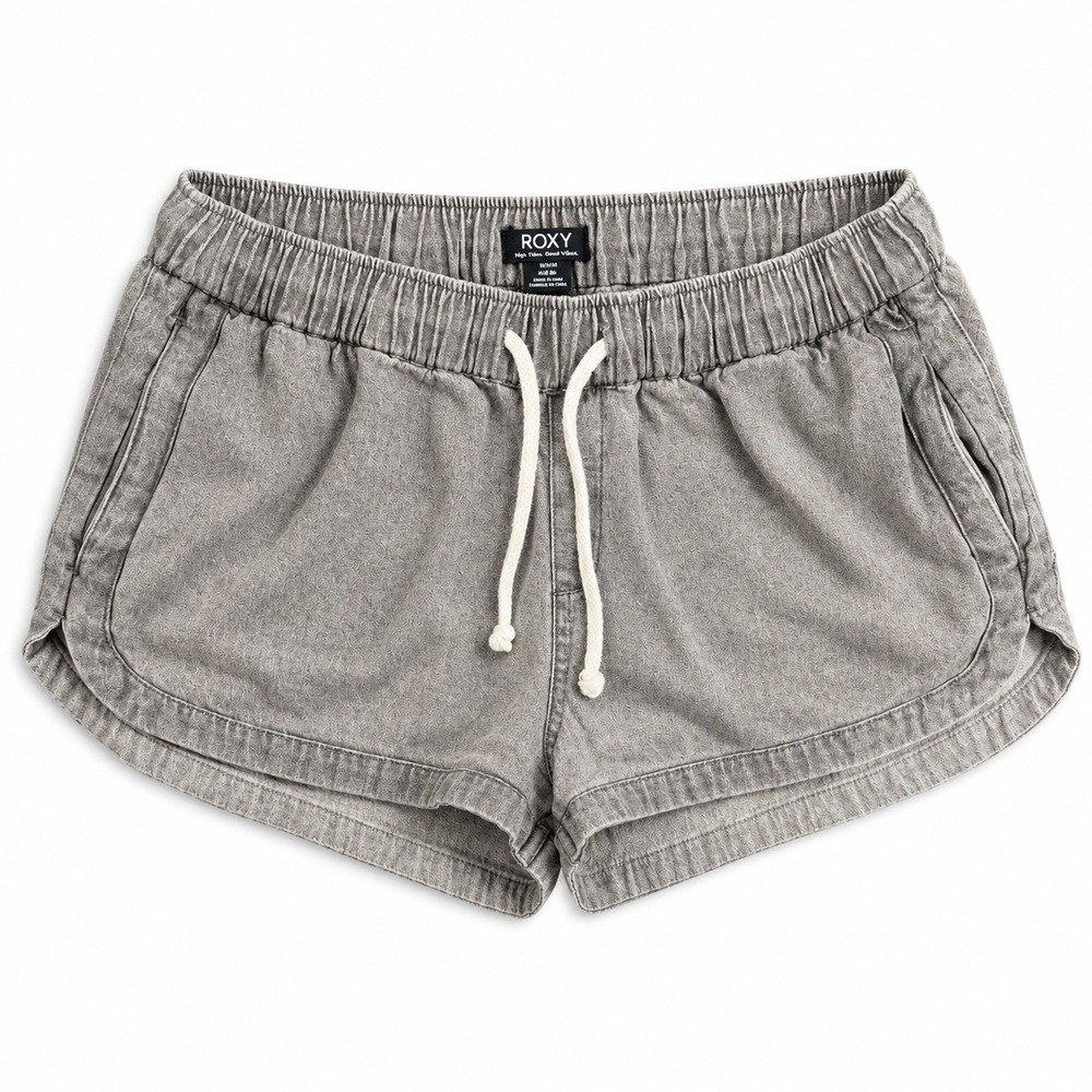 ROXY Womens Small Drawstring Cotton Shorts Gray Elastic Waist Casual Lounge